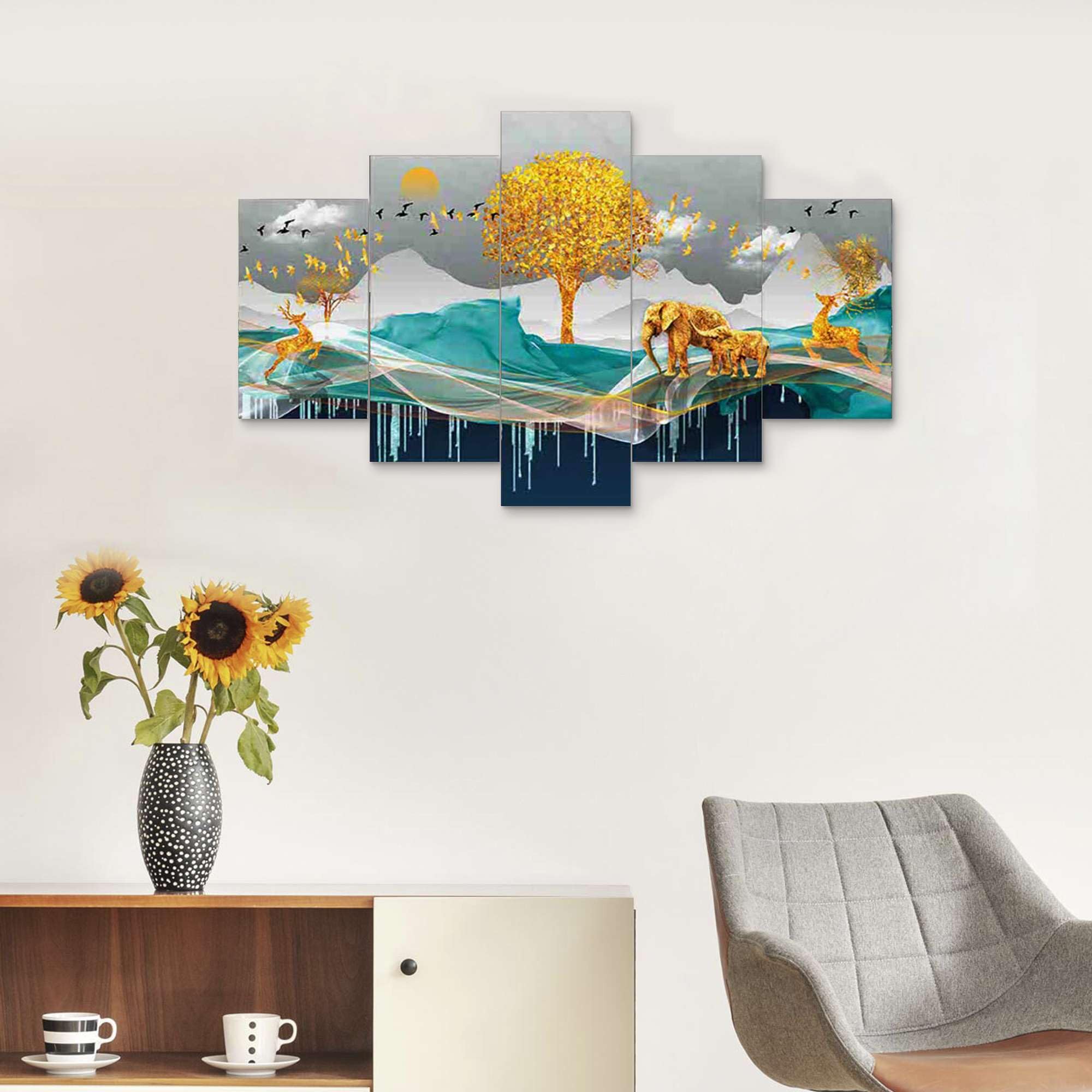 BLACKLUXE LIFESTYLE LTD Set of Five MDF Framed 3D Wall Painting for Home Decoration, Big Size Painting for Living Room, Bedroom (17x30 inches) WE 29 - BLACKLUXECRAFTS
