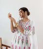 Women's Cotton Floral Printed Long Anarkali Kurti with Pant and Dupatta - BLACKLUXECRAFTS
