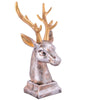 Golden Antler Deer Head Sculpture – Silver Resin Stag Bust Figurine for Home, Office & Luxury Décor (BLACKLUXE CRAFTS) - BLACKLUXECRAFTS