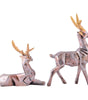 Silver Reindeer Couple Figurines with Golden Antlers – Modern Resin Deer Statues for Home Décor & Gifting (BLACKLUXE CRAFTS) - BLACKLUXECRAFTS