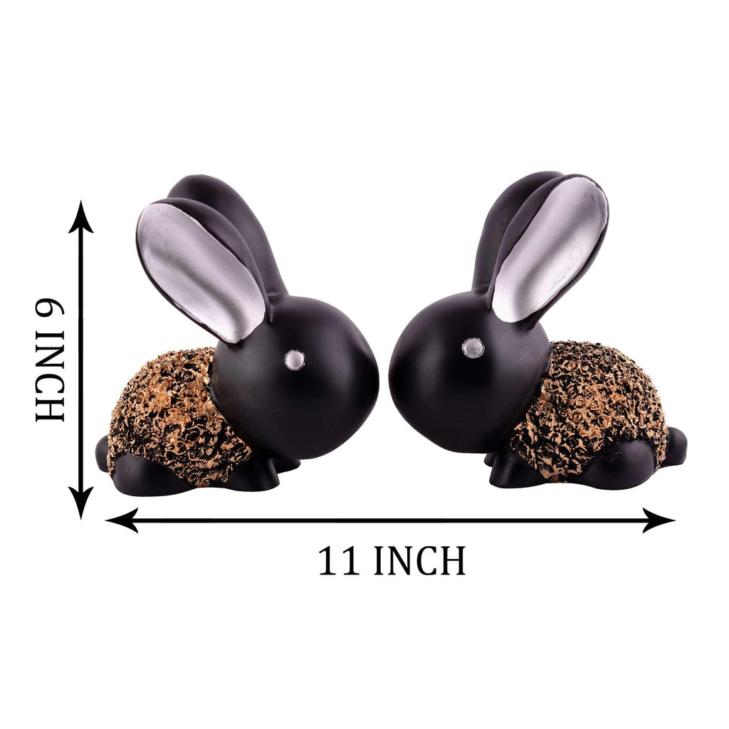 Handmade Black & Gold Bunny Figurines – Cute Resin Rabbit Pair Decorative Sculptures for Modern Home, Office & Tabletop Decor (BLACKLUXE CRAFTS) - BLACKLUXECRAFTS