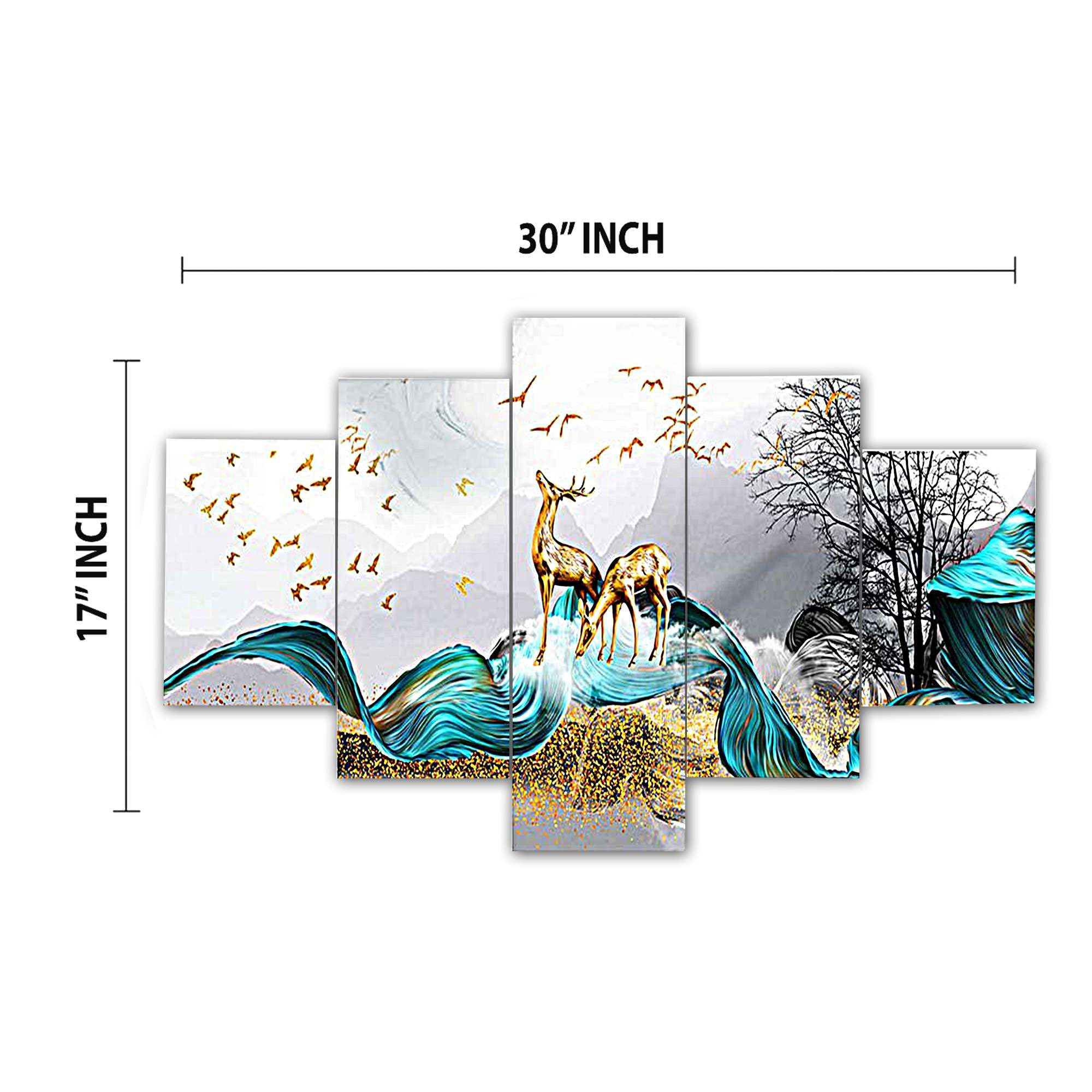 BLACKLUXE LIFESTYLE LTD Set of Five MDF Framed 3D Wall Painting for Home Decoration, Big Size Painting for Living Room, Bedroom (17x30 inches) WE 29 - BLACKLUXECRAFTS