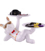 White Bulldog Butler Statue with Double Tray – Modern Resin Dog Figurine Organizer for Keys, Watches & Home Décor (BLACKLUXE CRAFTS) - BLACKLUXECRAFTS