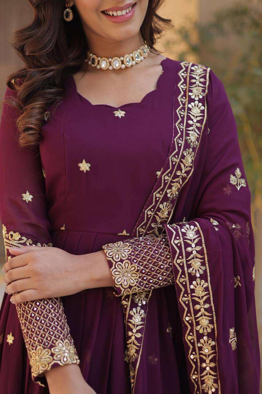 Embroidered Anarkali Set with Dupatta – Designer Indian Wedding & Festive Wear Outfit for Women (BLACKLUXE CRAFTS) - BLACKLUXECRAFTS