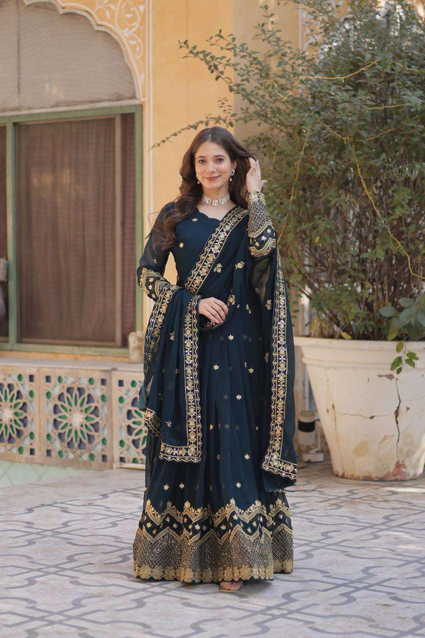 Embroidered Anarkali Set with Dupatta – Designer Indian Wedding & Festive Wear Outfit for Women (BLACKLUXE CRAFTS) - BLACKLUXECRAFTS