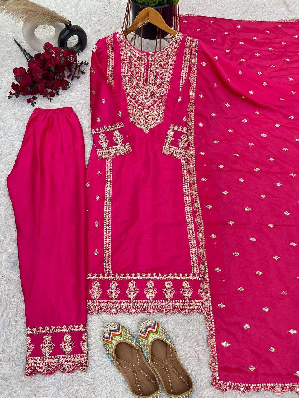 Embroidered Kurta Set with Dupatta – Festive Party Wear Indian Ethnic Outfit for Women (BLACKLUXE CRAFTS) - BLACKLUXECRAFTS