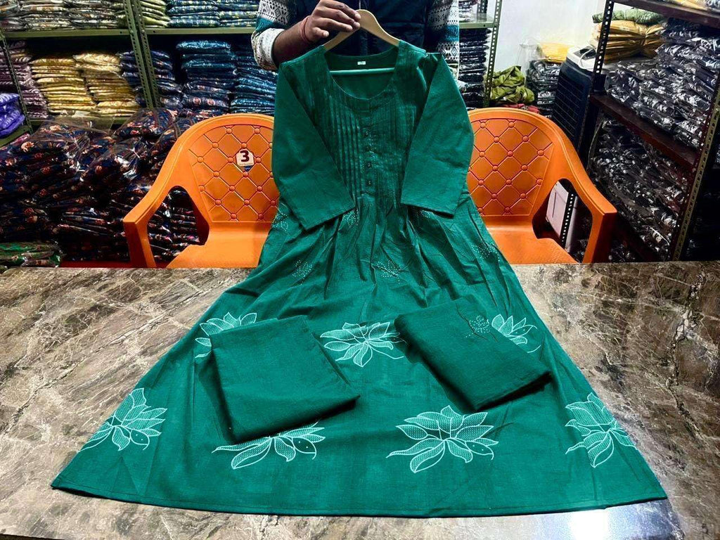 Embroidered Cotton Kurta Set with Dupatta – Elegant Party & Festive Wear for Women (BLACKLUXE CRAFTS) - BLACKLUXECRAFTS