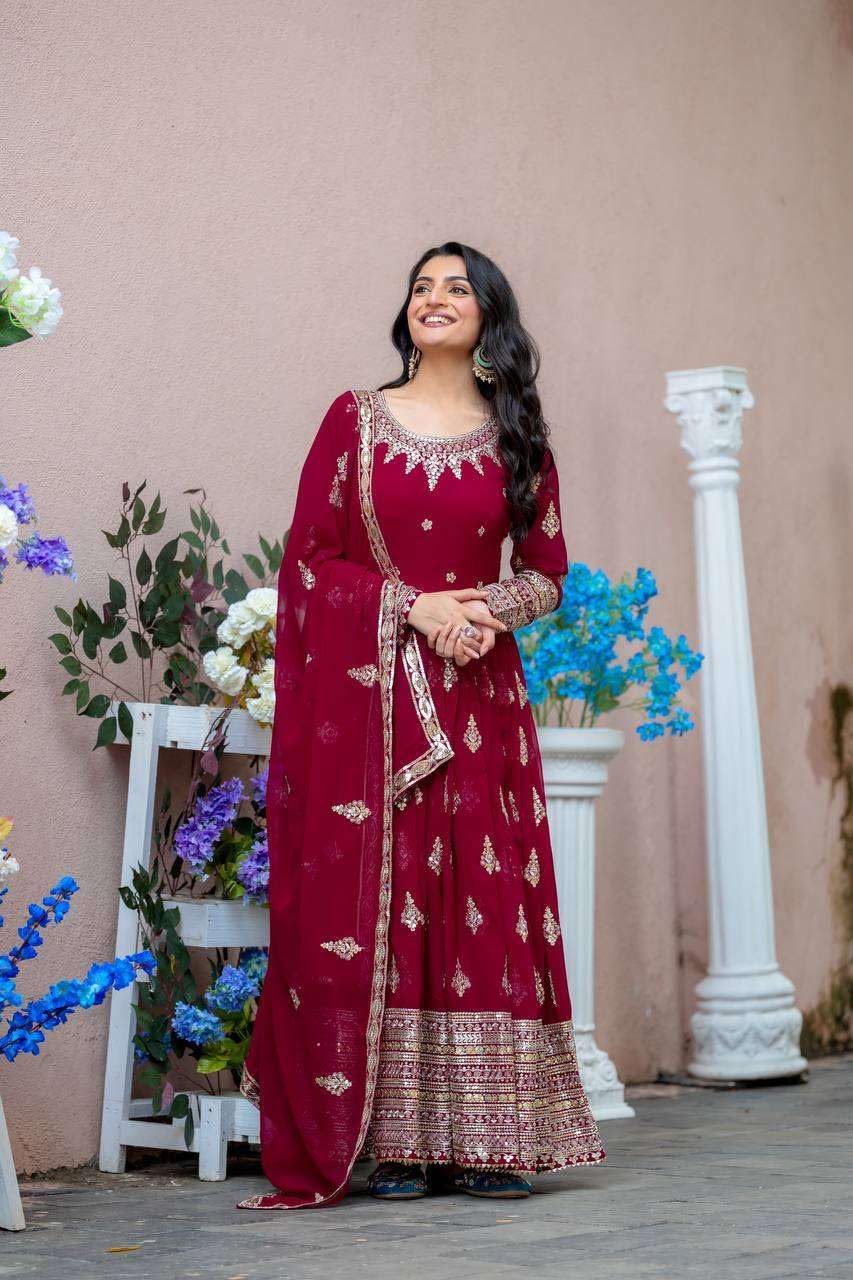 Embroidered Anarkali Suit with Dupatta – Festive Wedding Party Wear Indian Outfit for Women (BLACKLUXE CRAFTS) - BLACKLUXECRAFTS