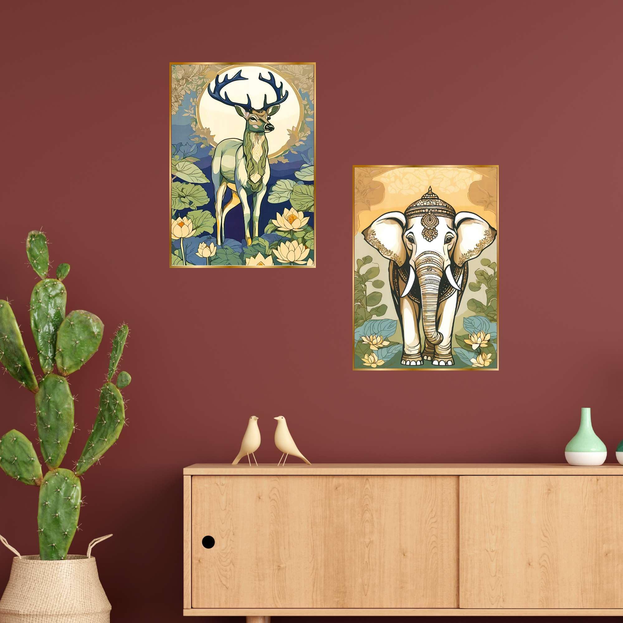 BLACKLUXE LIFESTYLE LTD Set of Two Wall Paintings for Wall Dacoration Golden Framed Wall Paintings for Living Room & Bedroom Wall Art for Home Decoration & Office Wall Décor - BLACKLUXECRAFTS