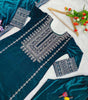 Women's Viscose Velvet Embroidery and Sequence Work Straight Kurti with Pant & Dupatta Set (Teal Blue-M)(BLACKLUXE CRAFTS) - BLACKLUXECRAFTS