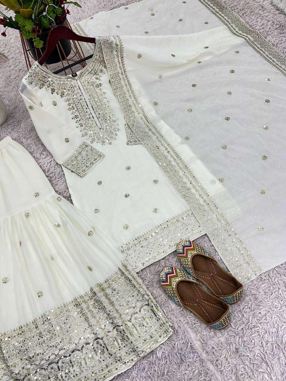 Black Embroidered Sharara Suit with Dupatta | Designer Indian Ethnic Wear | Party & Wedding Outfit for Women (BLACKLUXE CRAFTS) - BLACKLUXECRAFTS