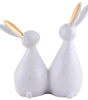 Handmade White Bunny Couple Figurine – Minimalist Resin Rabbit Statue with Golden Ears for Modern Home Décor & Gifts (BLACKLUXE CRAFTS) - BLACKLUXECRAFTS