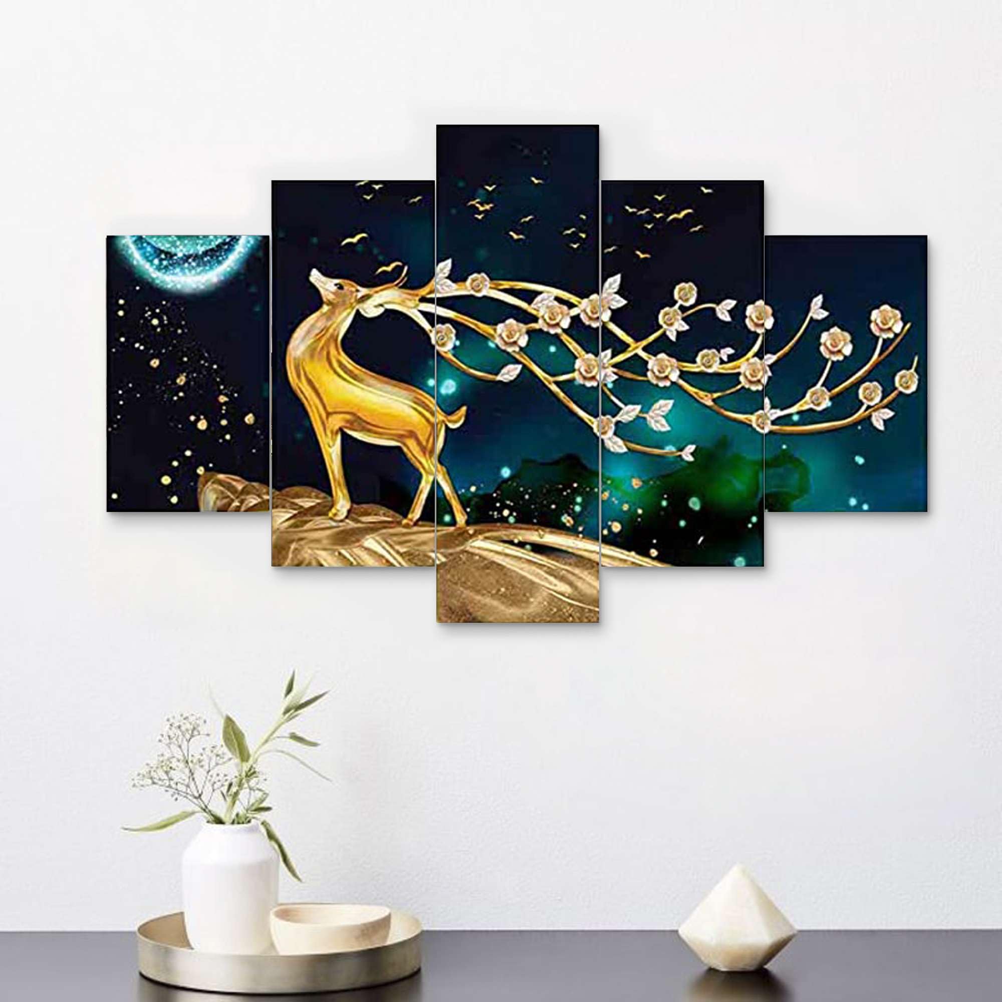 BLACKLUXE LIFESTYLE LTD Set of Five MDF Framed 3D Wall Painting for Home Decoration, Big Size Painting for Living Room, Bedroom (17x30 inches) WE 29 - BLACKLUXECRAFTS