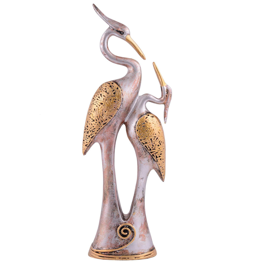 Handmade Crane Couple Resin Sculpture – Luxury Golden Silver Bird Figurine for Home Decor, Living Room & Office Decoration Gift (BLACKLUXE CRAFTS) - BLACKLUXECRAFTS