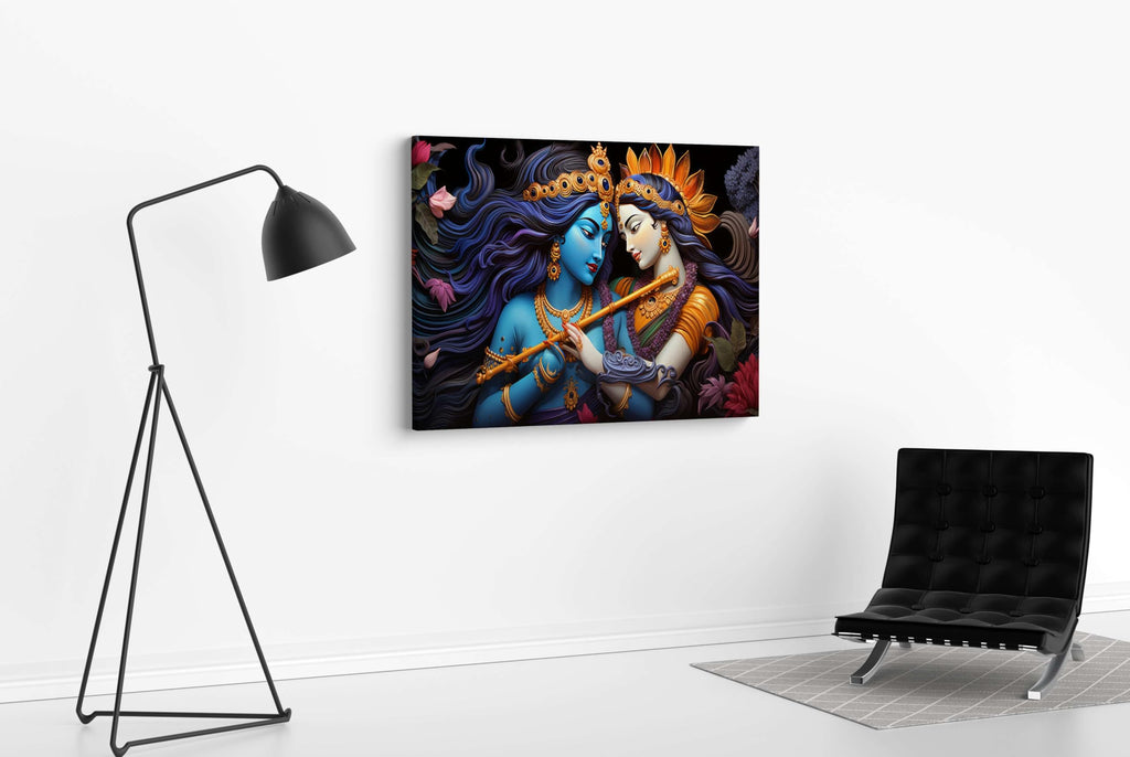 BLACKLUXE LIFESTYLE LTD Radha Krishna Paintings For Wall Decoration With Frame Canvas Painting For Living Room Bedroom Home Office & Hotels - BLACKLUXECRAFTS