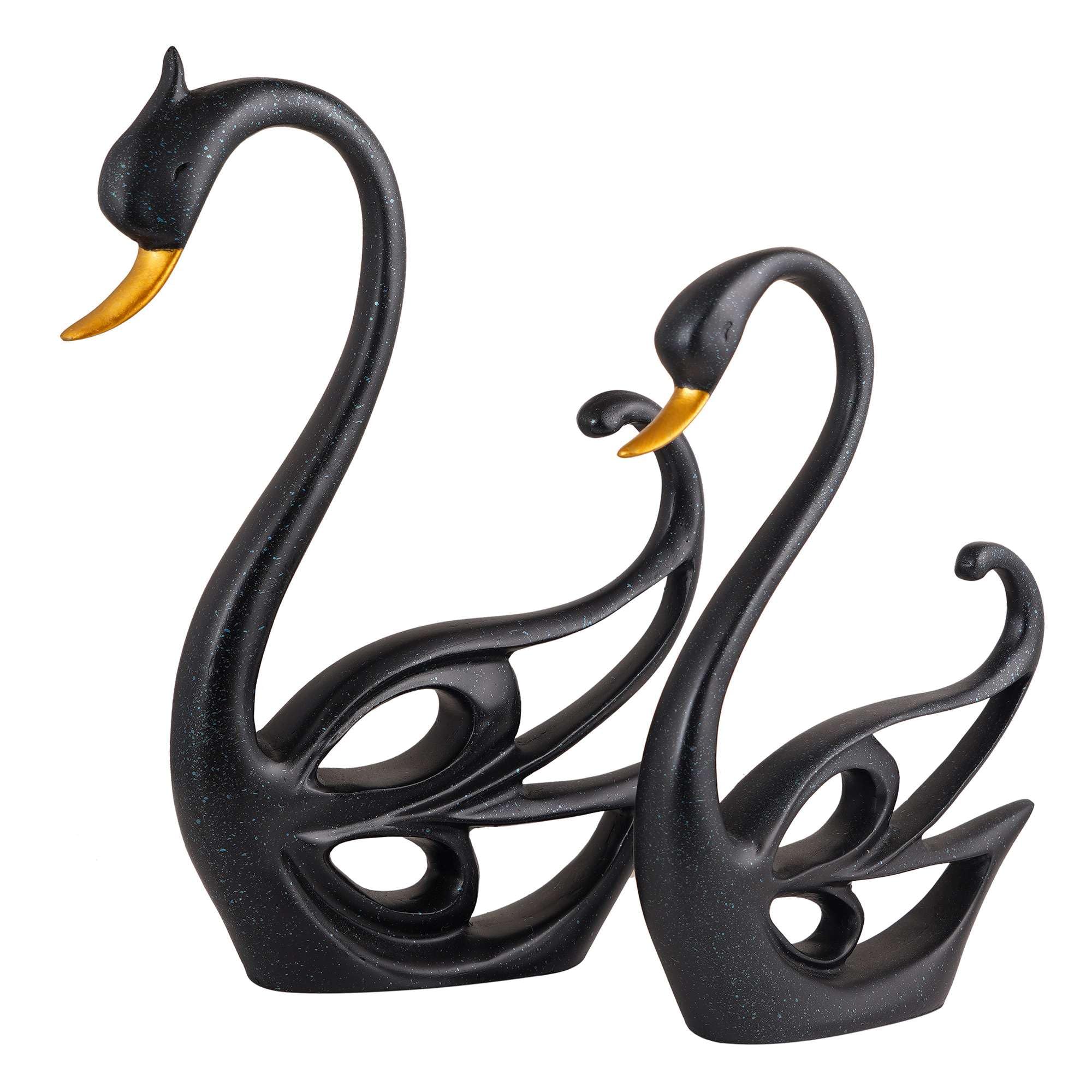 Handmade Black Swan Couple Figurines – Elegant Resin Sculpture for Romantic Home Decor, Modern Living Room & Wedding Gift (BLACKLUXE CRAFTS) - BLACKLUXECRAFTS