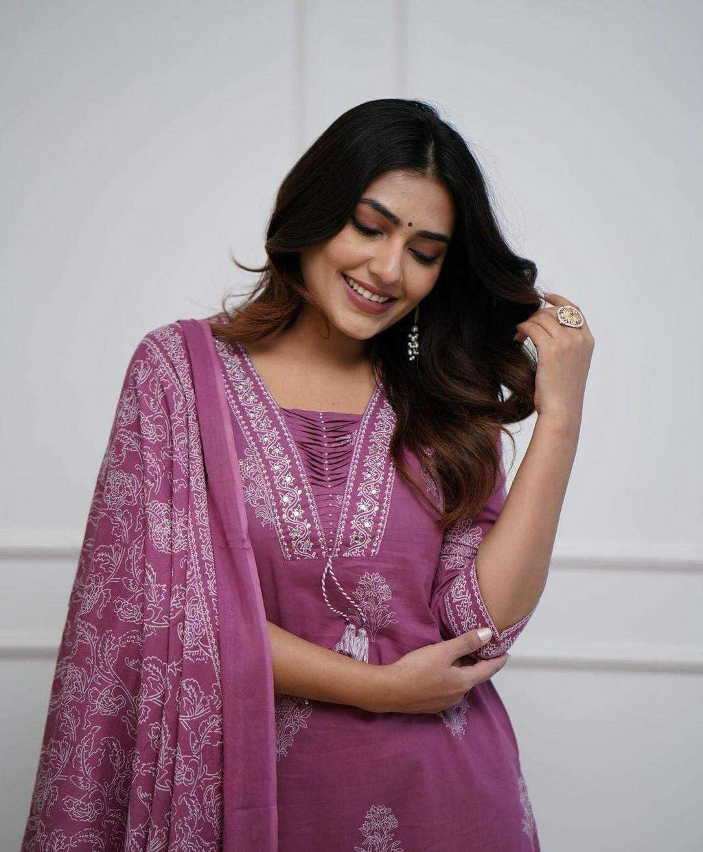 Embroidered Cotton Kurta Set with Dupatta – Elegant Indian Ethnic Wear for Women (BLACKLUXE CRAFTS) - BLACKLUXECRAFTS