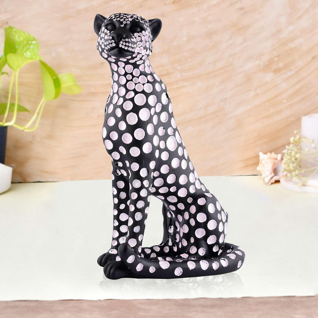 Handmade Black Panther Figurine with White Polka Dots – Modern Resin Leopard Statue for Luxury Home Décor (BLACKLUXE CRAFTS) - BLACKLUXECRAFTS
