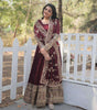 Maroon Anarkali Gown with Heavy Golden Embroidery & Dupatta | Designer Indian Pakistani Wedding Dress for Women (BLACKLUXE CRAFTS) - BLACKLUXECRAFTS
