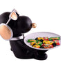 Black Dog Figurine with Tray – Handcrafted Resin Puppy Statue Candy & Snack Holder for Modern Home Décor (BLACKLUXE CRAFTS) - BLACKLUXECRAFTS