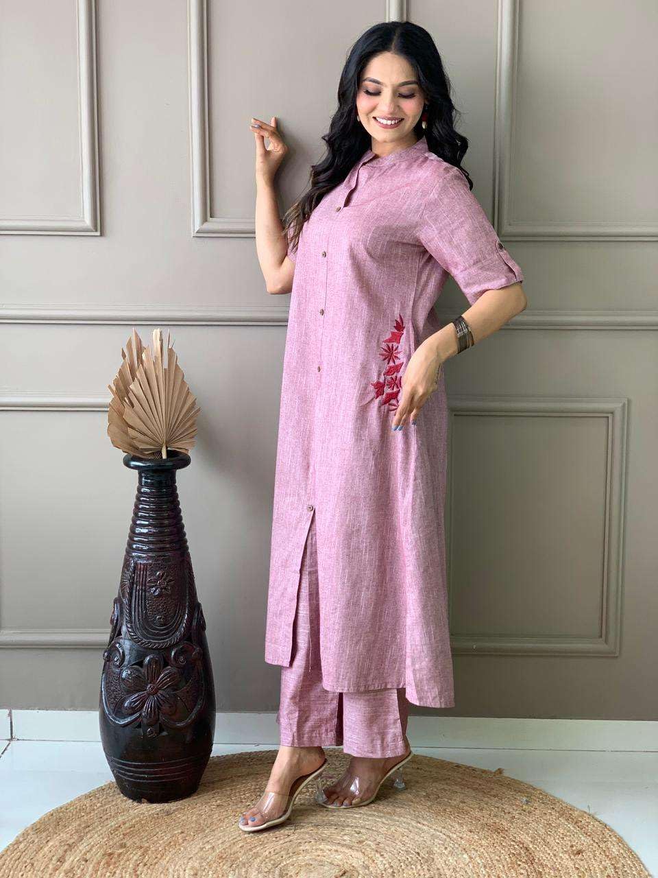 Elegant Black Kurta Set with Pink Embroidery | Women’s Ethnic Outfit (BLACKLUXE CRAFTS) - BLACKLUXECRAFTS