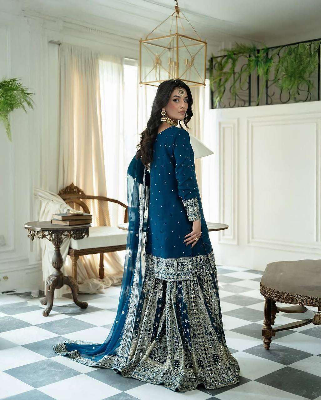 Maroon Sharara Suit with Heavy Silver Embroidery & Dupatta | Bridal & Wedding Wear (BLACKLUXE CRAFTS) - BLACKLUXECRAFTS