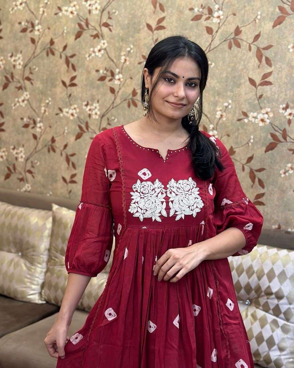 Anarkali Kurta with White Embroidery | Women’s Ethnic Festive & Casual Wear (BLACKLUXE CRAFTS) - BLACKLUXECRAFTS