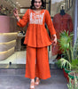 Embroidered Kurti with Palazzo Set – Women’s Peplum Style Ethnic Co-ord Outfit (BLACKLUXE CRAFTS) - BLACKLUXECRAFTS