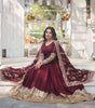 Maroon Anarkali Gown with Heavy Golden Embroidery & Dupatta | Designer Indian Pakistani Wedding Dress for Women (BLACKLUXE CRAFTS) - BLACKLUXECRAFTS