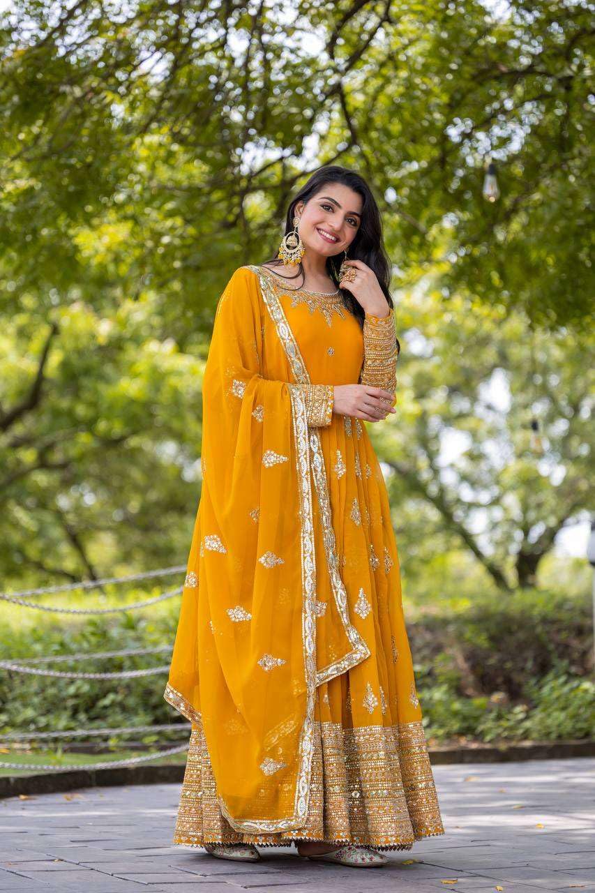 Embroidered Anarkali Suit with Dupatta – Festive Wedding Party Wear Indian Outfit for Women (BLACKLUXE CRAFTS) - BLACKLUXECRAFTS