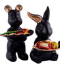 Handmade Resin Animal Candy Holder Set – Black Bunny & Bear Decorative Snack Tray | Modern Home Decor & Tabletop Gift from India (BLACKLUXE CRAFTS) - BLACKLUXECRAFTS