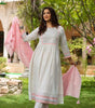 Women's Cotton Embroidered Nayra Cut Kurti With Pant and Dupatta Set from (BLACKLUXE CRAFTS) - BLACKLUXECRAFTS