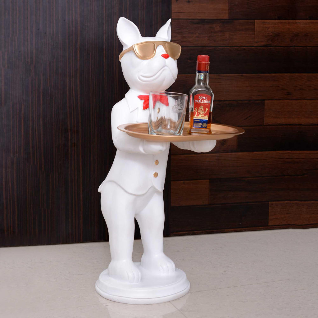 Luxury Rabbit Butler Statue with Tray – White Resin Animal Figurine for Home, Bar & Restaurant Décor (BLACKLUXE CRAFTS) - BLACKLUXECRAFTS