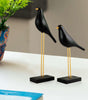Elegant Black Bird Figurines on Golden Stand – Handmade Resin Decorative Sculpture Set for Modern Home & Office Decor (BLACKLUXE CRAFTS) - BLACKLUXECRAFTS
