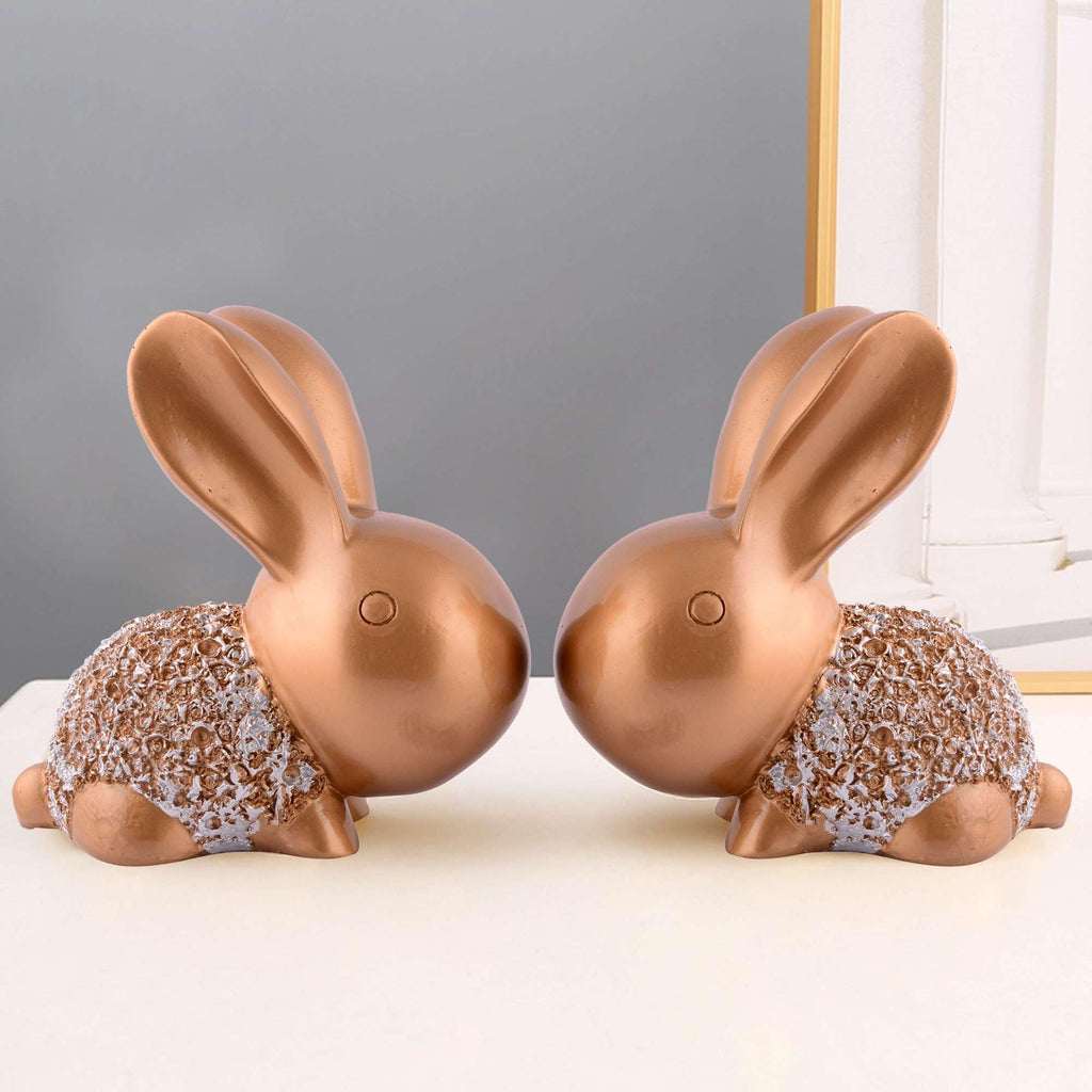 Handmade Golden Bunny Couple Figurines – Luxury Resin Rabbit Statues for Home Décor, Living Room, Office & Gifting (BLACKLUXE CRAFTS) - BLACKLUXECRAFTS