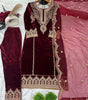 Maroon Velvet Straight Suit with Heavy Golden Embroidery & Net Dupatta | Party & Wedding Wear (BLACKLUXE CRAFTS) - BLACKLUXECRAFTS