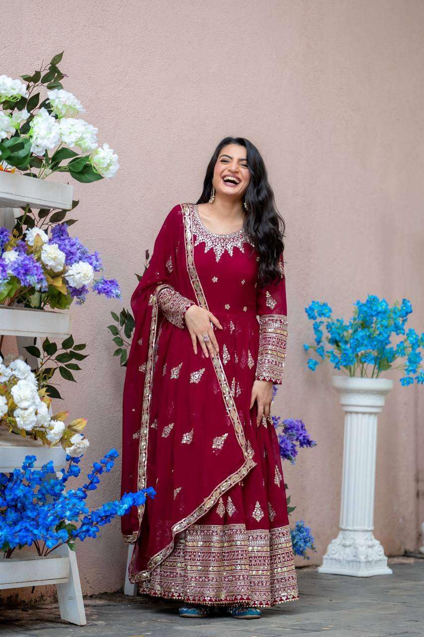 Embroidered Anarkali Suit with Dupatta – Festive Wedding Party Wear Indian Outfit for Women (BLACKLUXE CRAFTS) - BLACKLUXECRAFTS