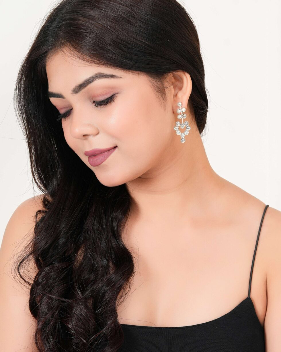 Luxury Silver Crystal Drop Earrings for Women Elegant Long Statement Dangle Earrings for Parties & Weddings (BLACKLUXE CRAFTS) - BLACKLUXECRAFTS