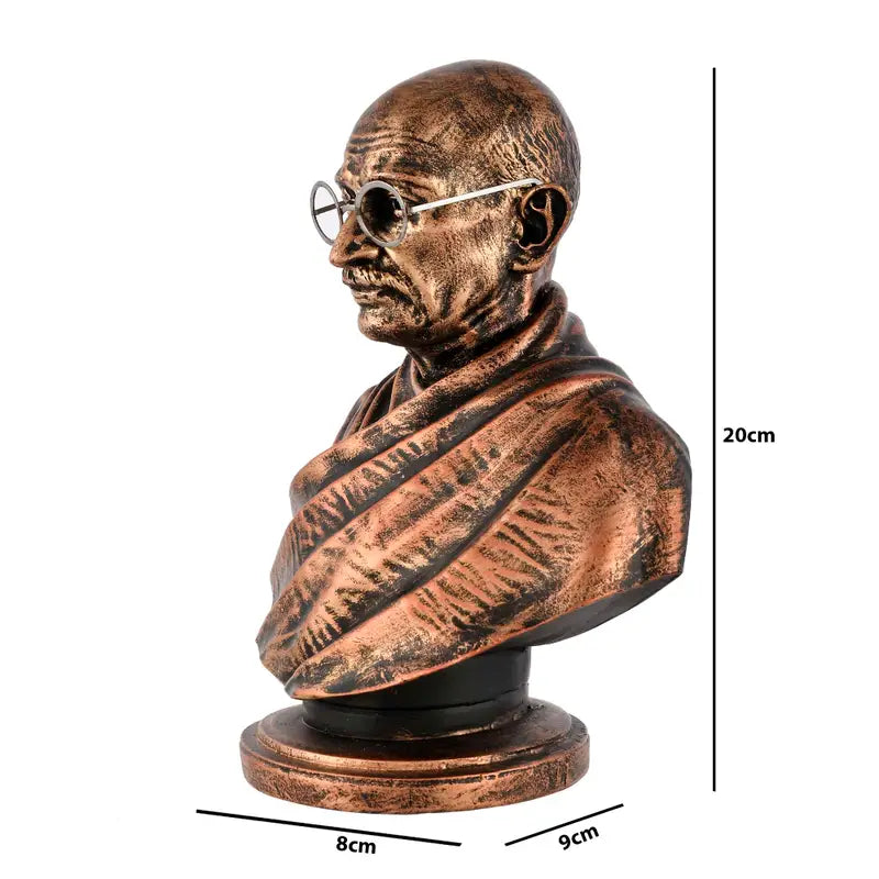 Handmade Mahatma Gandhi Bust Statue | Indian Brass Finish Figurine | Inspirational Freedom Leader Idol for Home Office & Collectible Gift (BLACKLUXE CRAFTS) - BLACKLUXECRAFTS