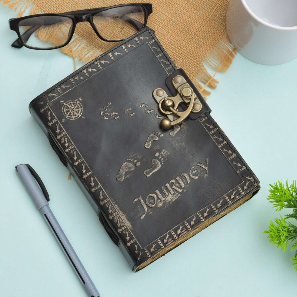 Journey Vintage Leather Notebook with Lock | Travel Journal Diary for Writing, Sketching & Adventure Notes (BLACKLUXE CRAFTS) - BLACKLUXECRAFTS