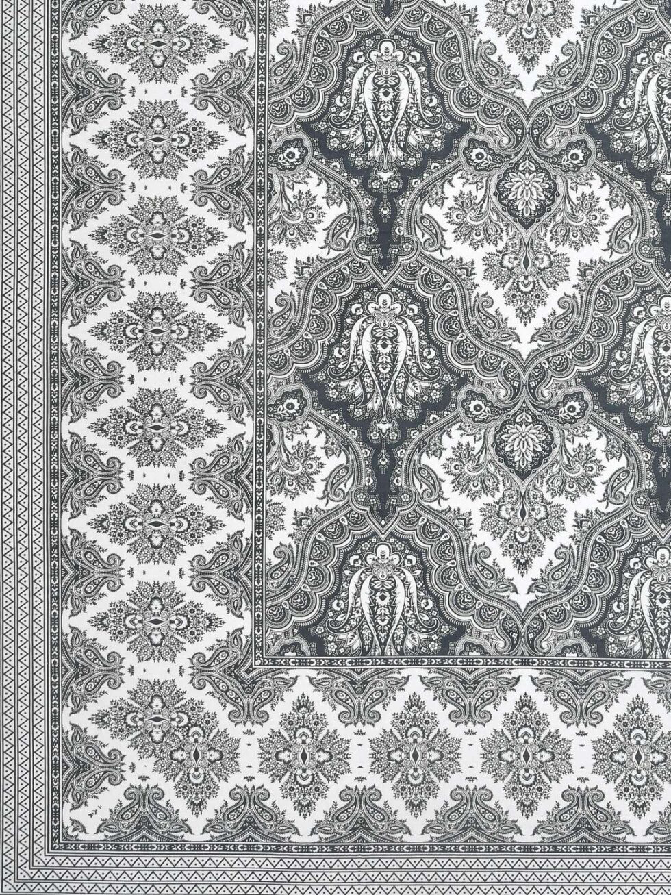 Handmade Cotton Bed Sheet with Pillow Covers – Black & White Paisley Block Print, Queen Size, Ethnic Indian Bedding Set (BLACKLUXE CRAFTS) - BLACKLUXECRAFTS