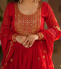Handmade Red Embroidered Anarkali Gown with Dupatta – Indian Ethnic Party & Wedding Wear Dress for Women (BLACKLUXE CRAFTS)