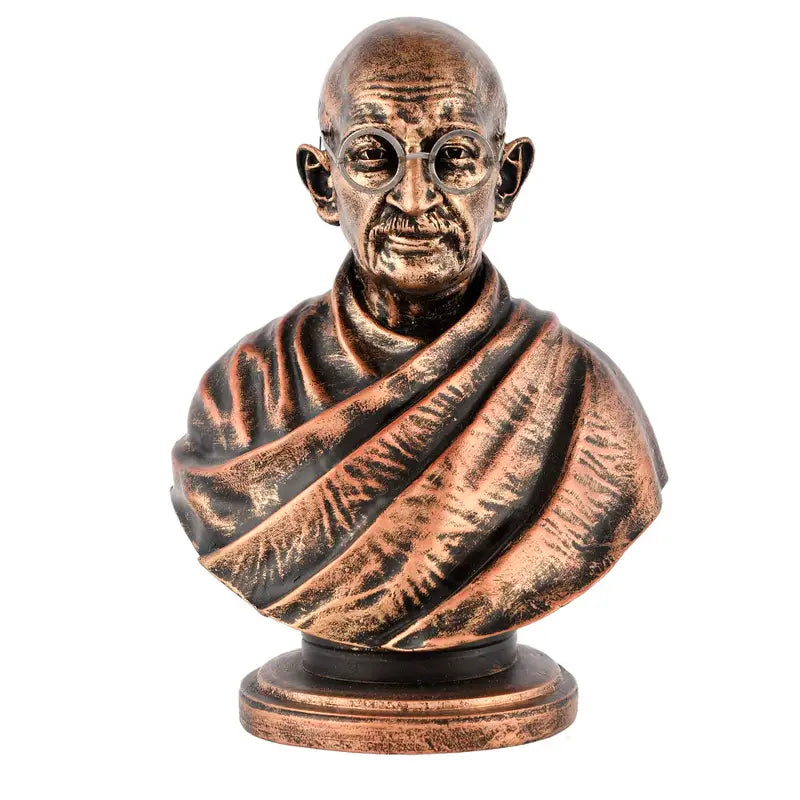 Handmade Mahatma Gandhi Bust Statue | Indian Brass Finish Figurine | Inspirational Freedom Leader Idol for Home Office & Collectible Gift (BLACKLUXE CRAFTS) - BLACKLUXECRAFTS