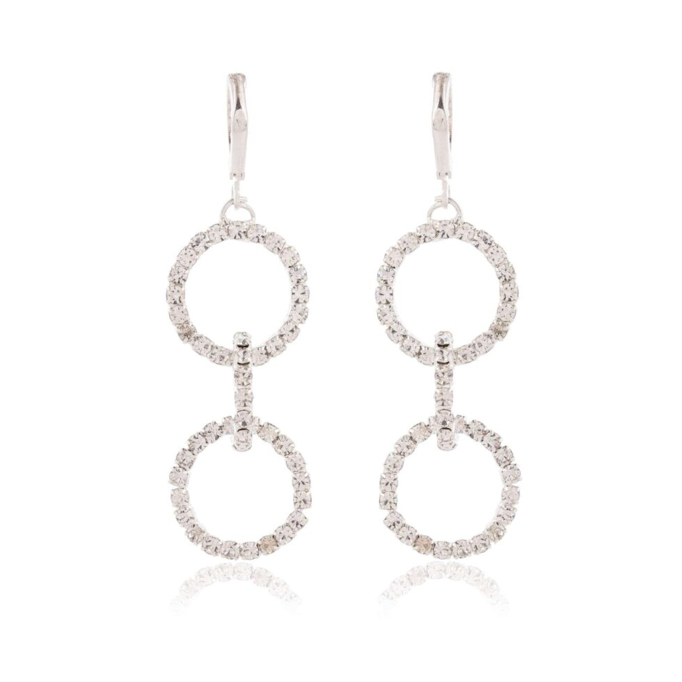 Double Circle Crystal Drop Earrings Sparkling Rhinestone Dangle Jewelry for Women (BLACKLUXE CRAFTS) - BLACKLUXECRAFTS