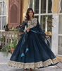 Handmade Teal Blue Anarkali Gown with Dupatta – Indian Ethnic Party Wear Dress for Women | Designer Wedding & Festive Outfit (BLACKLUXE CRAFTS)