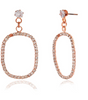 Rose Gold Oval Crystal Drop Earrings Elegant Rhinestone Dangle Jewelry for Women (BLACKLUXE CRAFTS) - BLACKLUXECRAFTS
