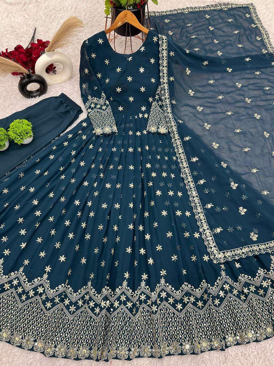 Embroidered Anarkali Set with Dupatta – Designer Indian Wedding & Festive Wear Outfit for Women (BLACKLUXE CRAFTS) - BLACKLUXECRAFTS