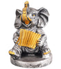 Silver Elephant Musician Figurine – Handcrafted Resin Elephant Statue with Accordion for Lucky Home Décor & Gifts (BLACKLUXE CRAFTS) - BLACKLUXECRAFTS