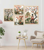 Oriental Cherry Blossom Wall Art Set of 4 | Japanese Chinese Style Canvas Prints with Birds & Nature | Elegant Asian Wall Decor for Living Room & Bedroom ( 36X24 Inches ) (BLACKLUXE CRAFTS) - BLACKLUXECRAFTS