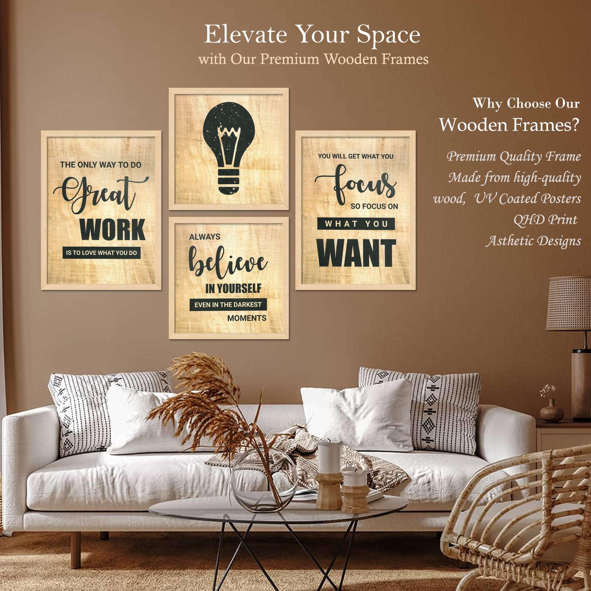 Motivational Quote Wall Art Prints – Inspirational Typography Canvas Set for Office, Living Room & Bedroom | Modern Positive Quote Décor | Handmade in India ( 36X24 Inches ) (BLACKLUXE CRAFTS) - BLACKLUXECRAFTS